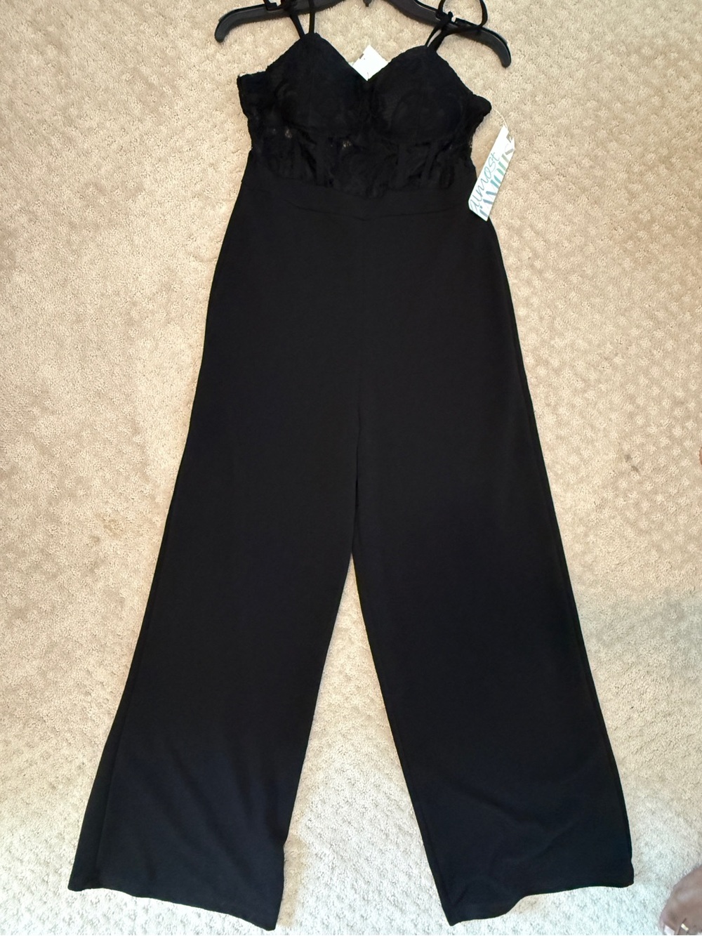 Almost Famous Black Lace Bodice Wide-Leg Jumpsuit